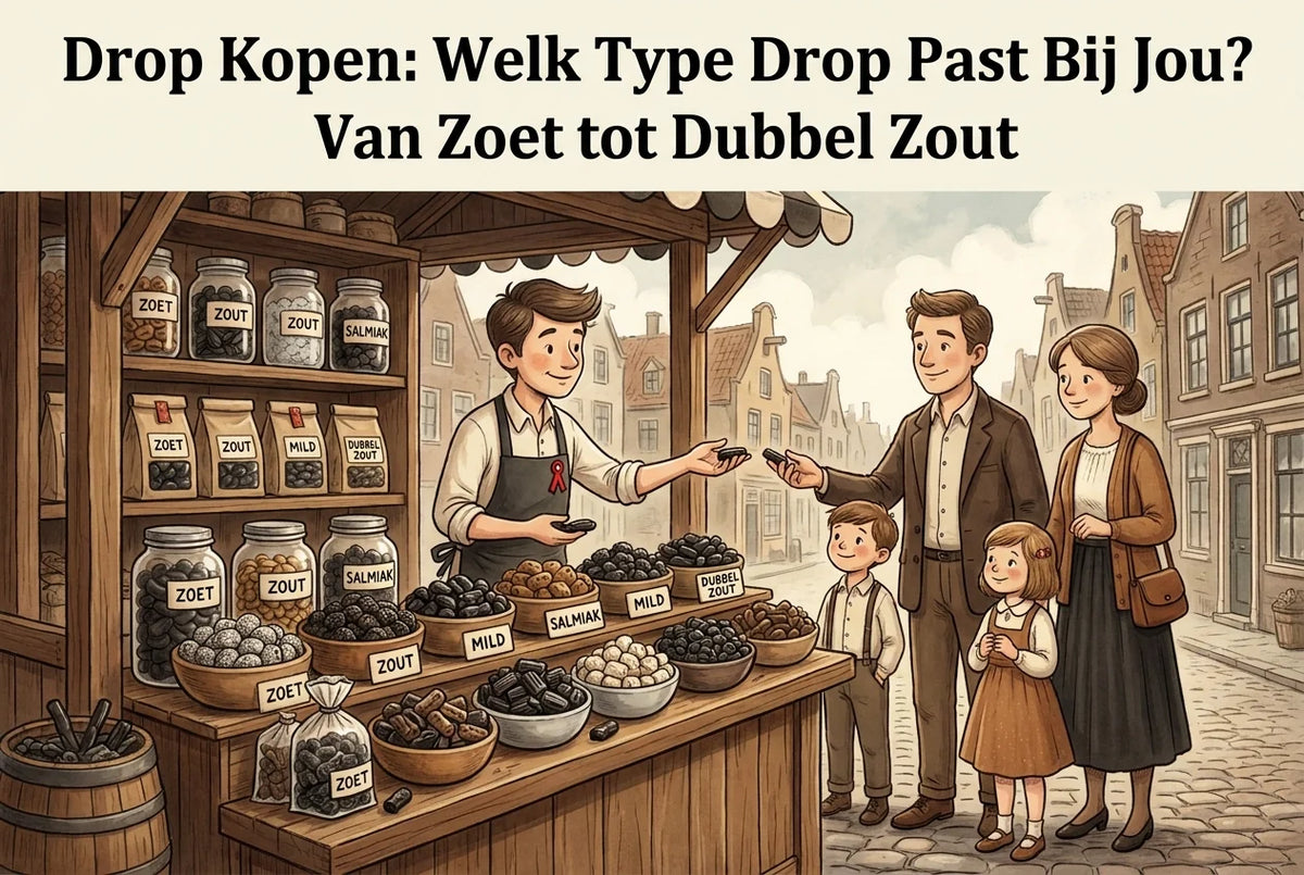 Professional header image for list-based article: Drop Kopen: Welk Type Drop Past Bij Jou? Van Zoet tot Dub...