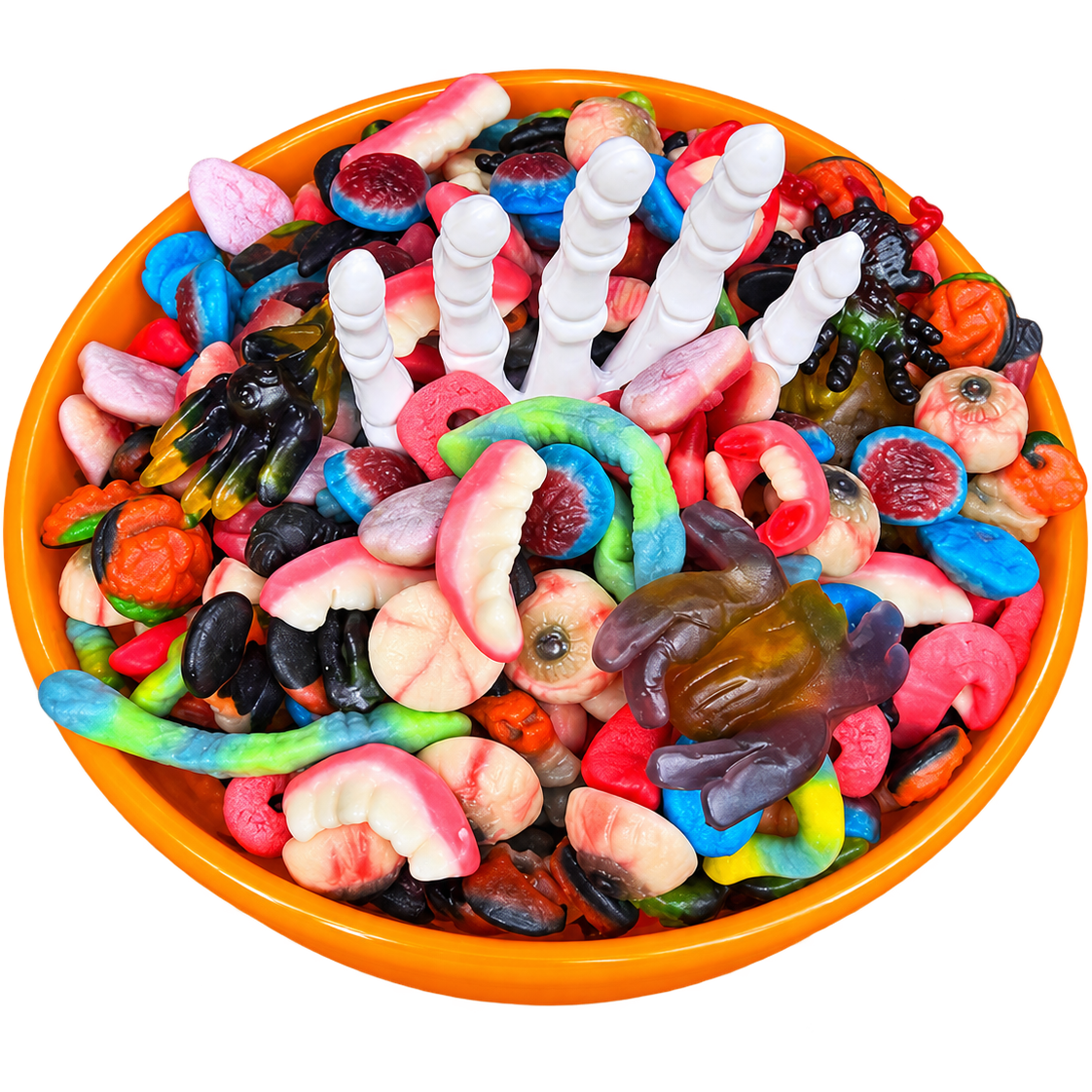 Halloween schaal met 3 kg griezel snoep