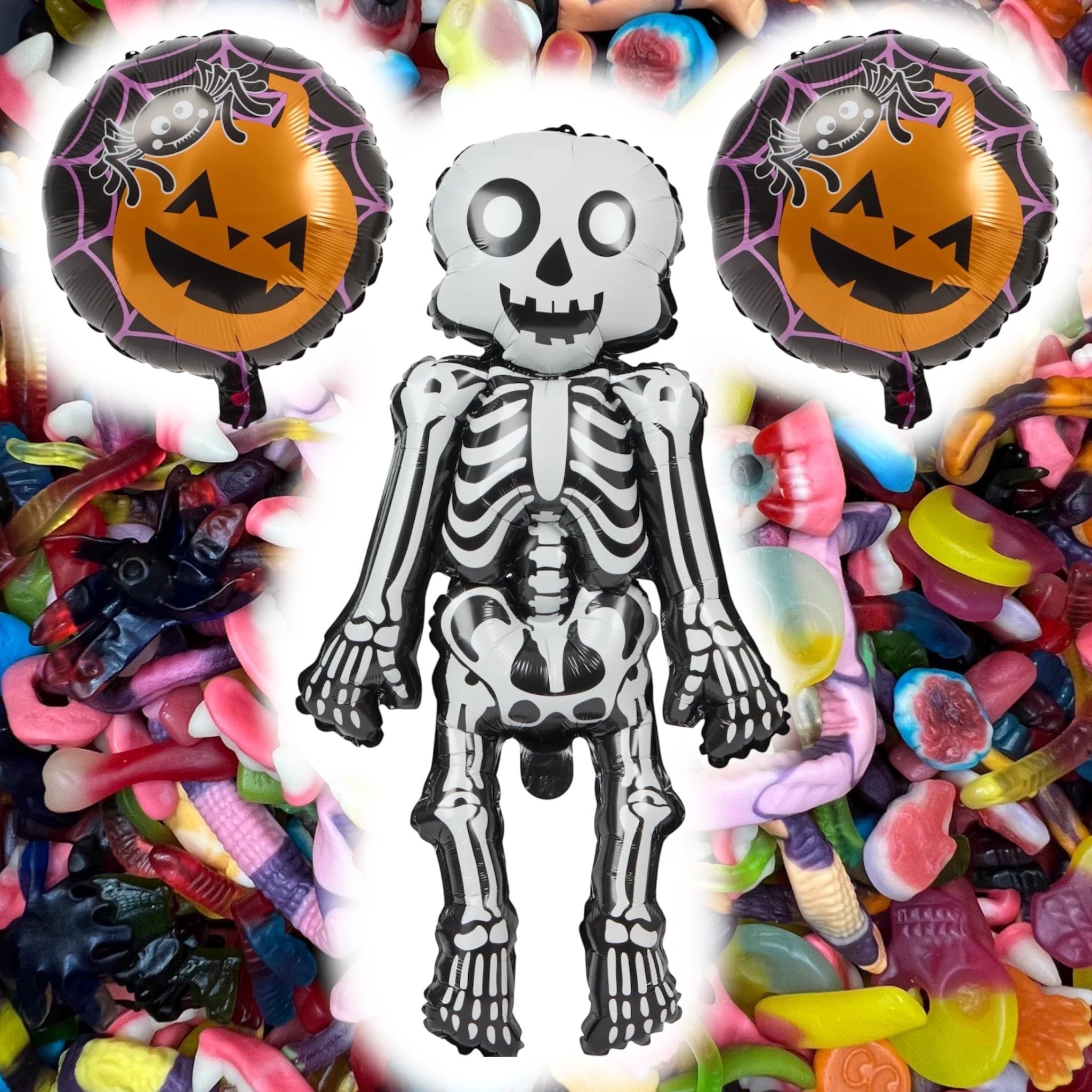 Halloween Ballon met 1 kg griezel snoep