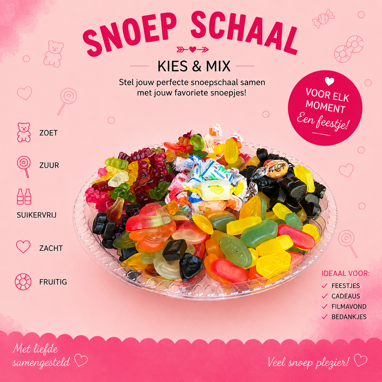 Suikervrije Ronde Snoepschaal