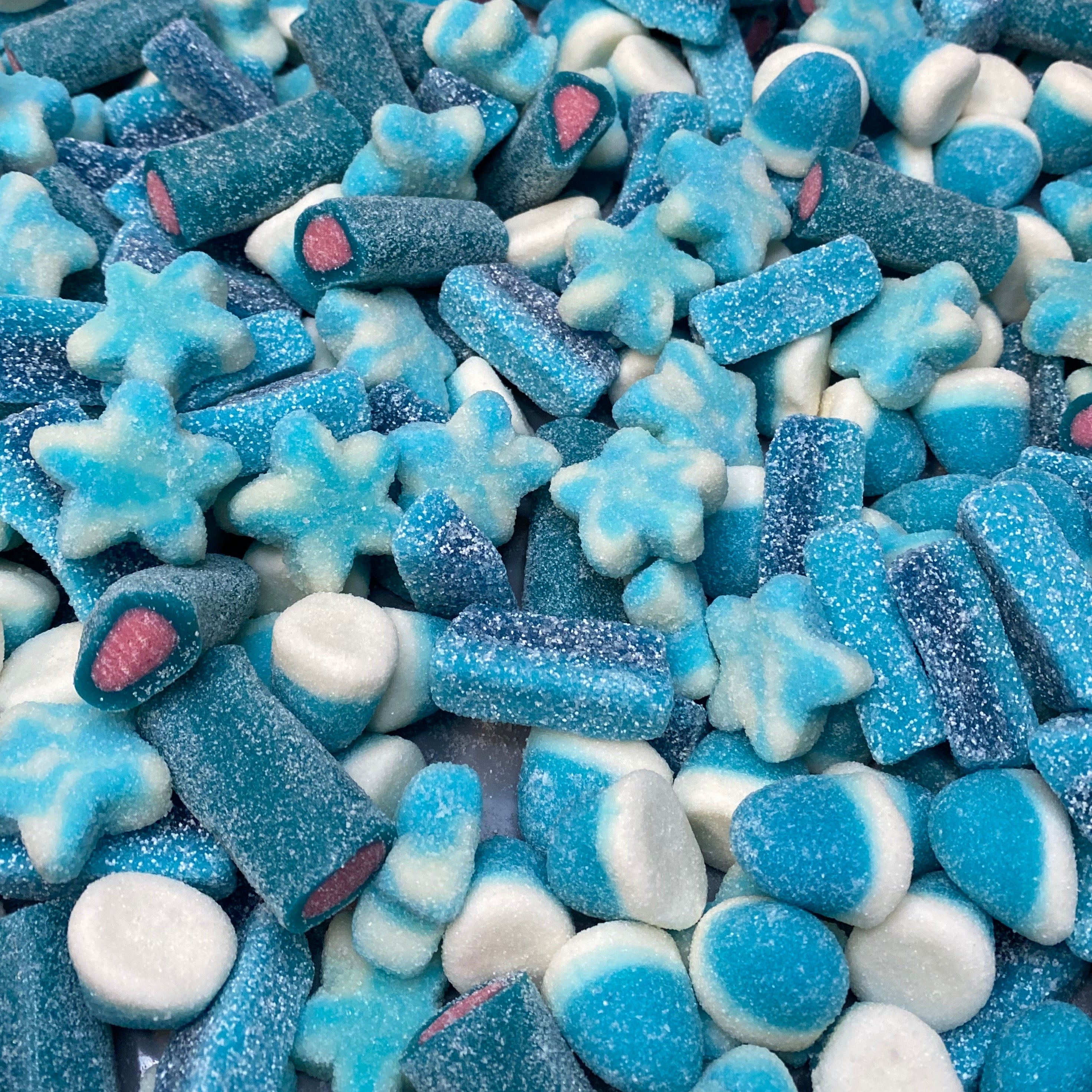 Blauw gesuikerde snoep mix