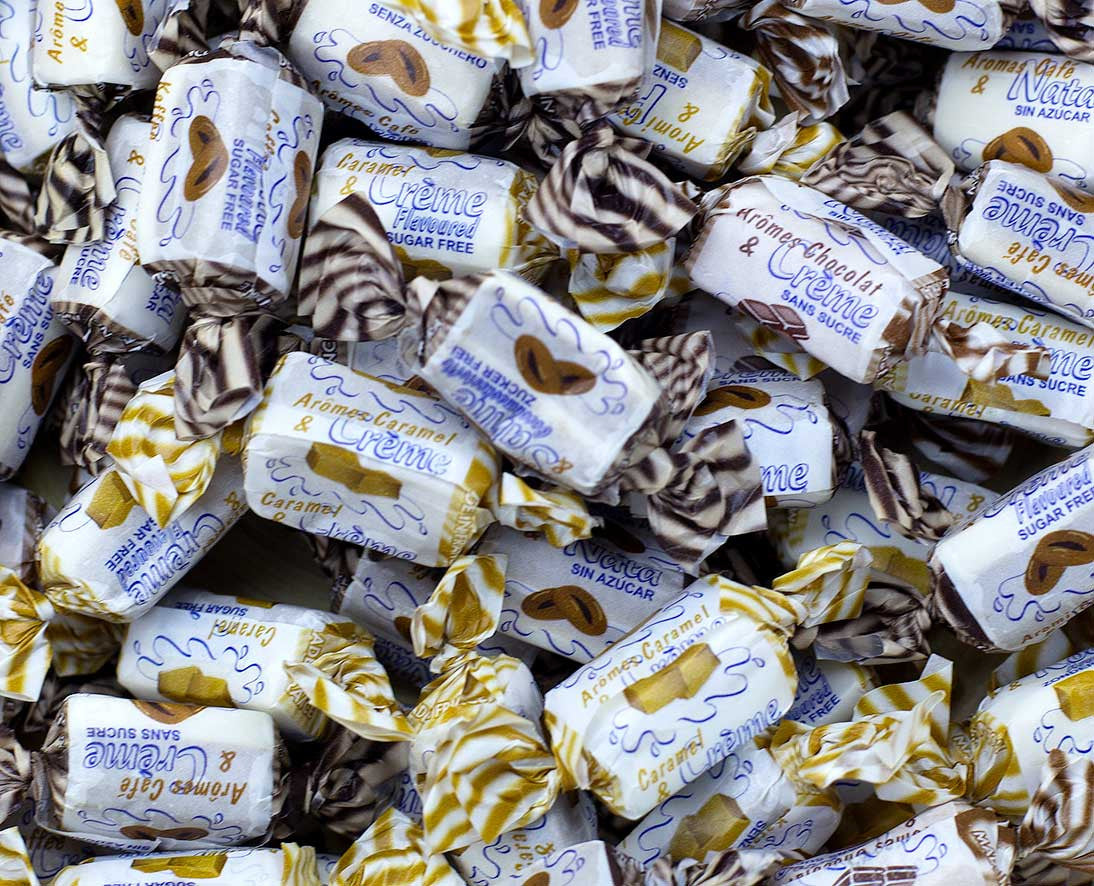 per stuk verpakte toffee snoepjes