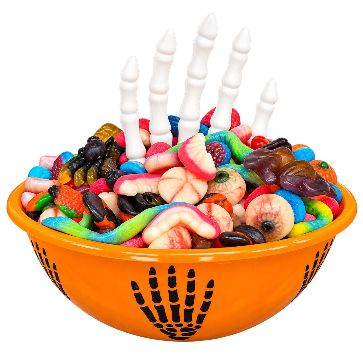 Halloween schaal met 3 kg griezel snoep