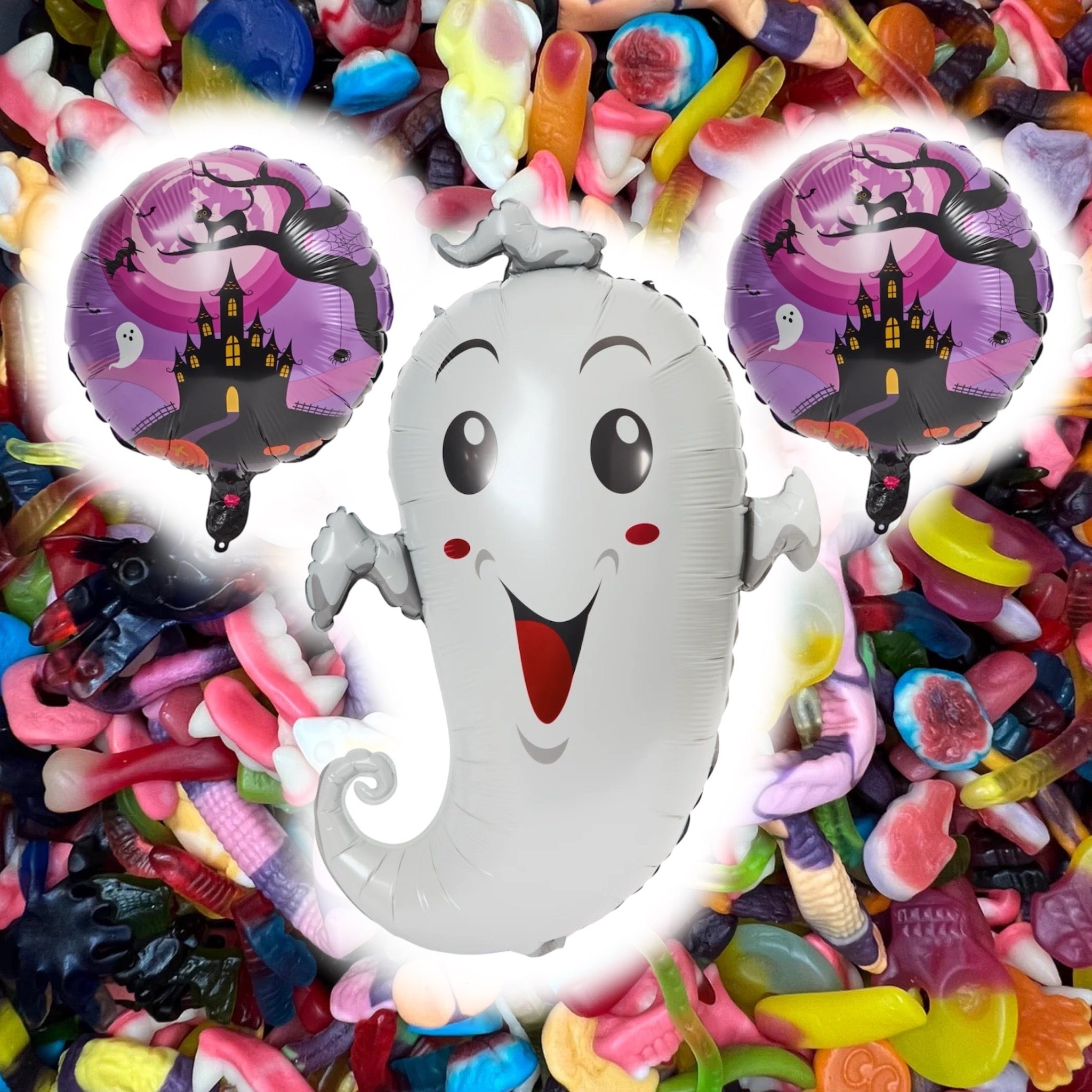 Halloween Ballon met 1 kg griezel snoep