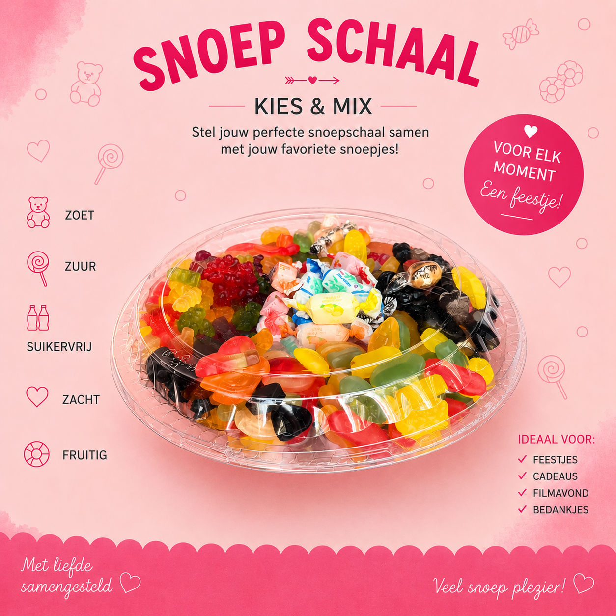 Suikervrije Ronde Snoepschaal